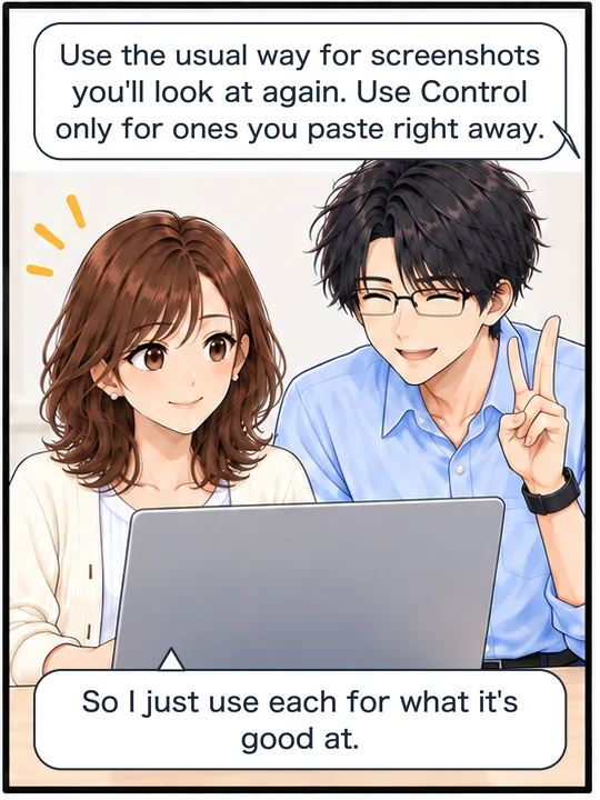 Naoki explains when to use each way, and Misaki nods