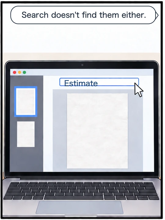 A Preview screen where searching for a word finds nothing