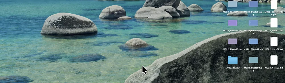 The same screen with the Dock hidden, so the desktop picture shows all the way to the bottom edge