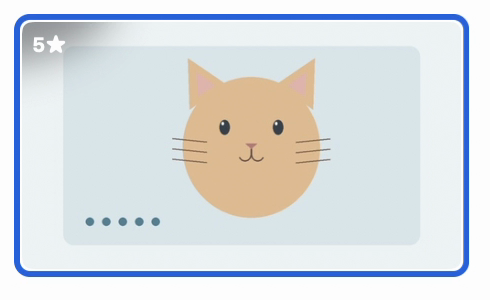 Photos after filtering to five stars. A photo of a cat drawing shows 5 and a star mark in its top-left corner